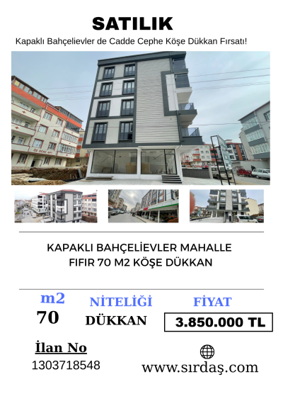 Kapaklı Bahçelievler de Cadde Cephe Köşe Dükkan Fırsatı!