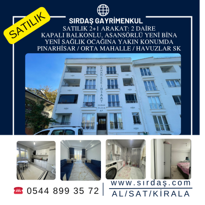 SATILIK 85 M2 2+1 DAİRE 1 YILLIK