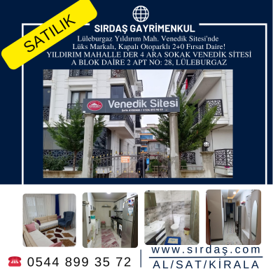 Lüleburgaz Yıldırım Mah. Venedik Sitesi'nde - Lüks Markalı, Kapalı Otoparklı 2+0 Fırsat Daire!