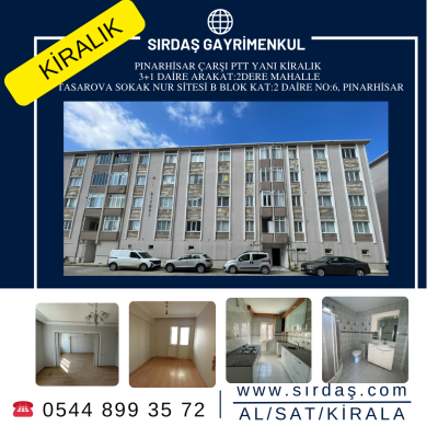 PINARHİSAR ÇARŞI PTT YANI KİRALIK 3+1 DAİRE ARAKAT:2