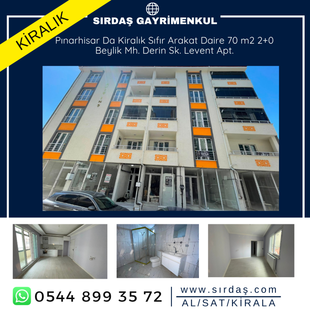 Pınarhisar Da Kiralık Sıfır Arakat Daire 70 m2 2+0