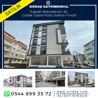 Kapaklı Bahçelievler de Cadde Cephe Köşe Dükkan Fırsatı!