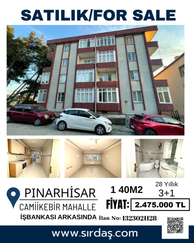 Pınarhisar da uygun fiyatlı, çarşıya yakın satılık 3+1 Daire!