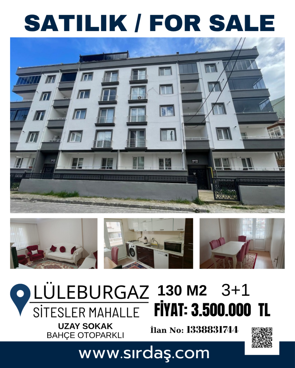 Lüleburgaz'da Satılık 3+1 Geniş ve Kullanışlı Daire