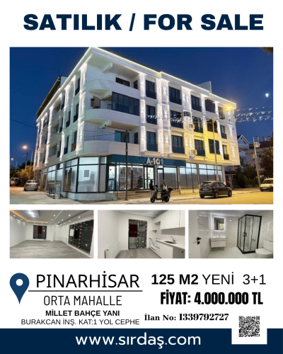 Pınarhisar'da Satılık 3+1 Yeni, Geniş ve Ferah Daire